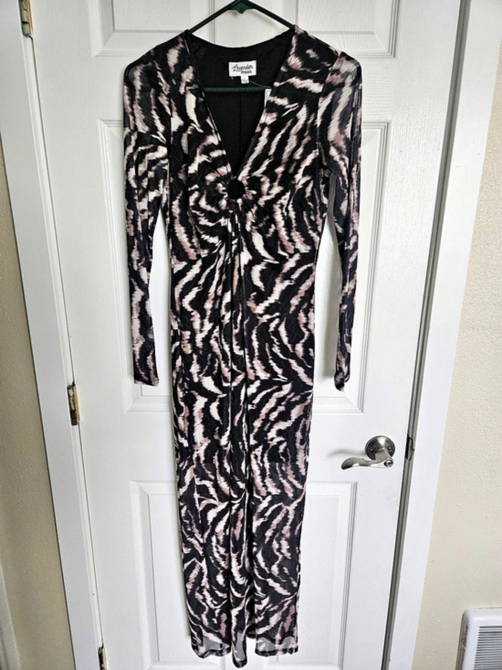 null Animal Print Maxi Dress in Black & Pink Like New